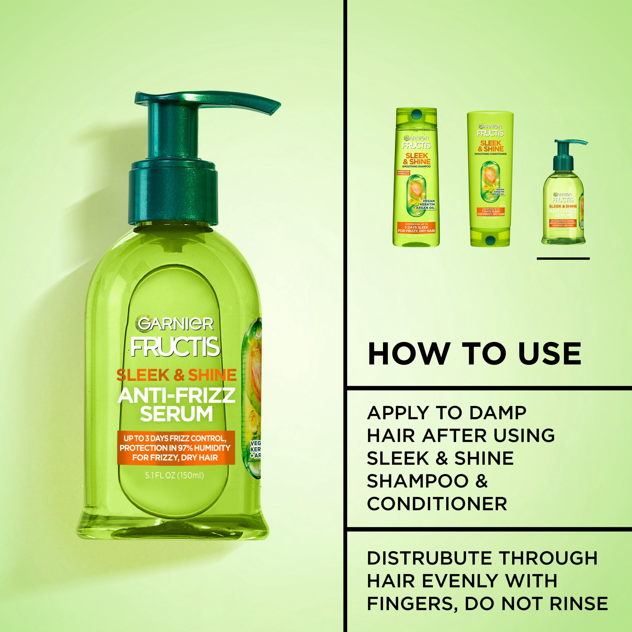 (4 pack) Garnier Fructis Sleek & Shine Anti-Frizz Hair Serum 5.1 fl oz, 2 Pack