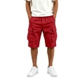thumbnail image 6 of Men's Plain Cargo Shorts, Elastic Waist Multi-Pocket Pants, Summer Casual Straight Leg Bottoms, 6 of 7