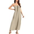thumbnail image 2 of Danhjin Women's Solid Color Backless Cami Dresses House-Dress Sleeveless Beach Vacation Maxi Dress Loose Flowy, 2 of 9