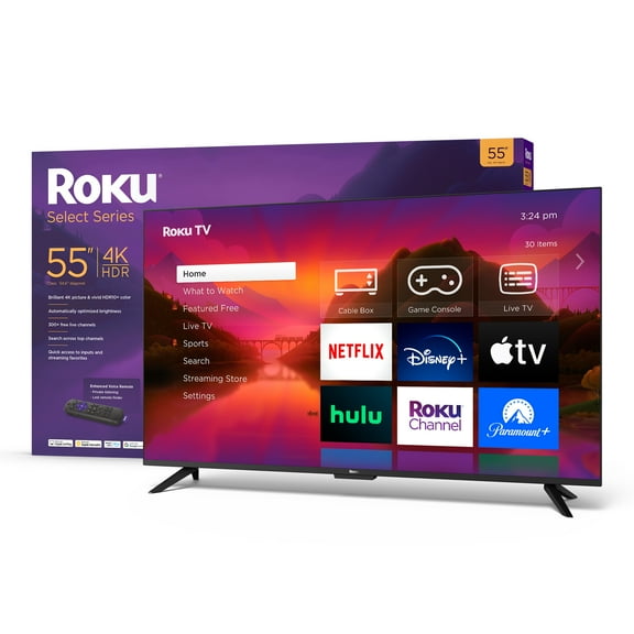 Roku 55" Select Series 4K HDR Smart RokuTV with Roku Enhanced Voice Remote, Brilliant 4K Picture, Automatic Brightness, and Seamless Streaming