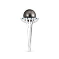 thumbnail image 3 of Angara Tahitian Cultured Pearl and Blue Diamond Ring in 14K White Gold for Women | June Birthstone Jewelry for Her, 3 of 8