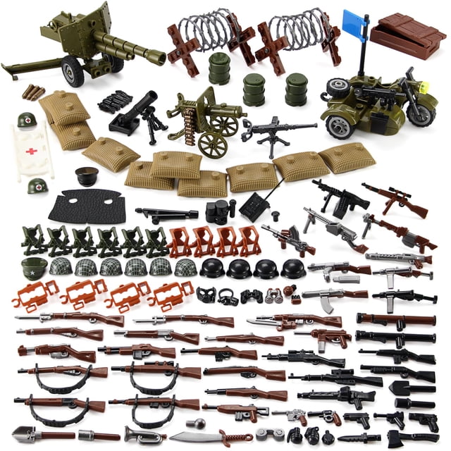 Set de armas Feleph de la Segunda Guerra Mundial para figuras de soldados con accesorios