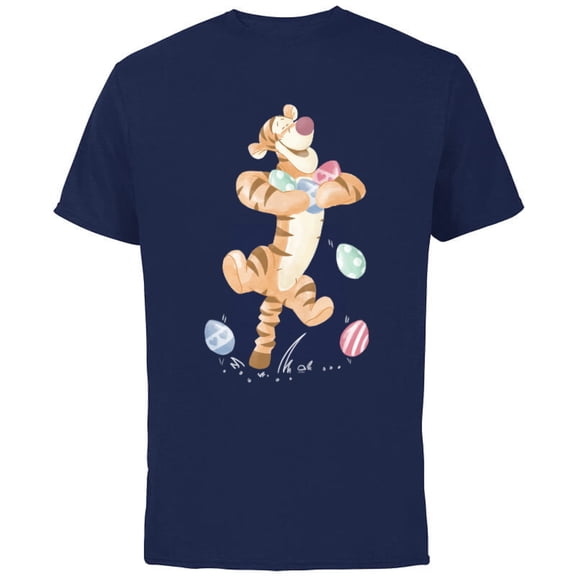 Disney Winnie the Pooh Tigger Easter Egg Bounce - Short Sleeve Cotton T-Shirt for Adults - Customized-Navy