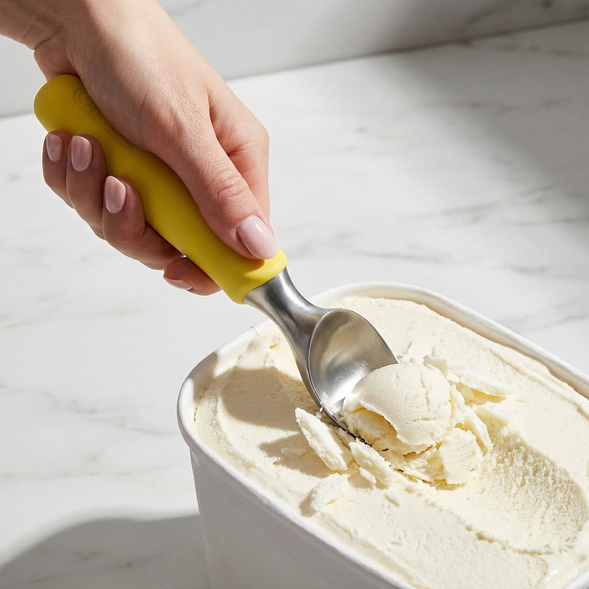 Unique Bargains Stainless Steel Ice Cream Scoop for Easy Use and Clean Yellow 8.9in