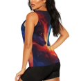 thumbnail image 3 of Bixox Women's Red And Blue Fire Wolf Printed Sleeveless Fitness Workout Running Quick-Dry Tank Top, 3 of 5