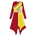 thumbnail image 5 of TSSOE Women's Metallic Color Block Contemporary Praise Dance Dress Irregular Hem Worship Praisewear Yellow&Red S, 5 of 7
