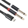 CHAXIN 1/2/3M USB C To Dual 1/4 Inch Stereo Splitter Y Cable with Gold