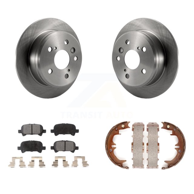 Transit Auto Rear Disc Rotors Semi-Metallic Pads and Parking Brake Shoes Kit for Car Toyota Camry Solara K8F-104737