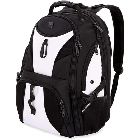 SWISSGEAR ScanSmart TSA 17 Laptop Backpack in Black & White for Business Travel College Everyday