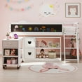thumbnail image 2 of Joywind Wood Twin Size Low Loft Bed with Storage and Desk for Kids Teens, White, 2 of 7
