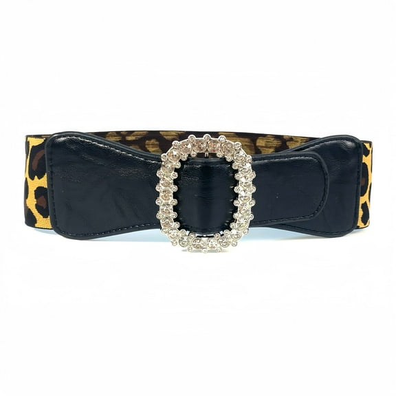 lixuesong Women Elastic Waist Belt Sequins Glitters Corset Stretchy Band Leopards Belt Elegant Waist Accessory