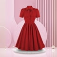 thumbnail image 2 of Women's Elegant Lapel Dress with Lace Up Detail Bow Flowy Hemline Casual Comfortable Stylish Summer Outfit, 2 of 2