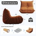 thumbnail image 2 of Single - Orange Memory Foam Floor Lounge Chair With Quilted Teddy Texture, Modern Modular Sofa For Living Room, 2 of 5