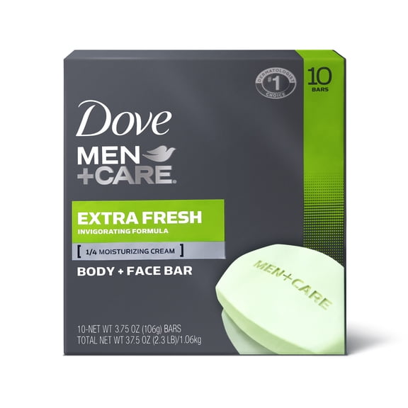 Dove Men Care Extra Fresh Body and Face Bar 3.75 oz, 10 Bars