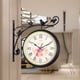 thumbnail image 2 of Reloj de pared de doble cara con soporte colgante, diseño de gallo, estilo vintage para jardín, para interior. Negro con rosa, 2 of 8