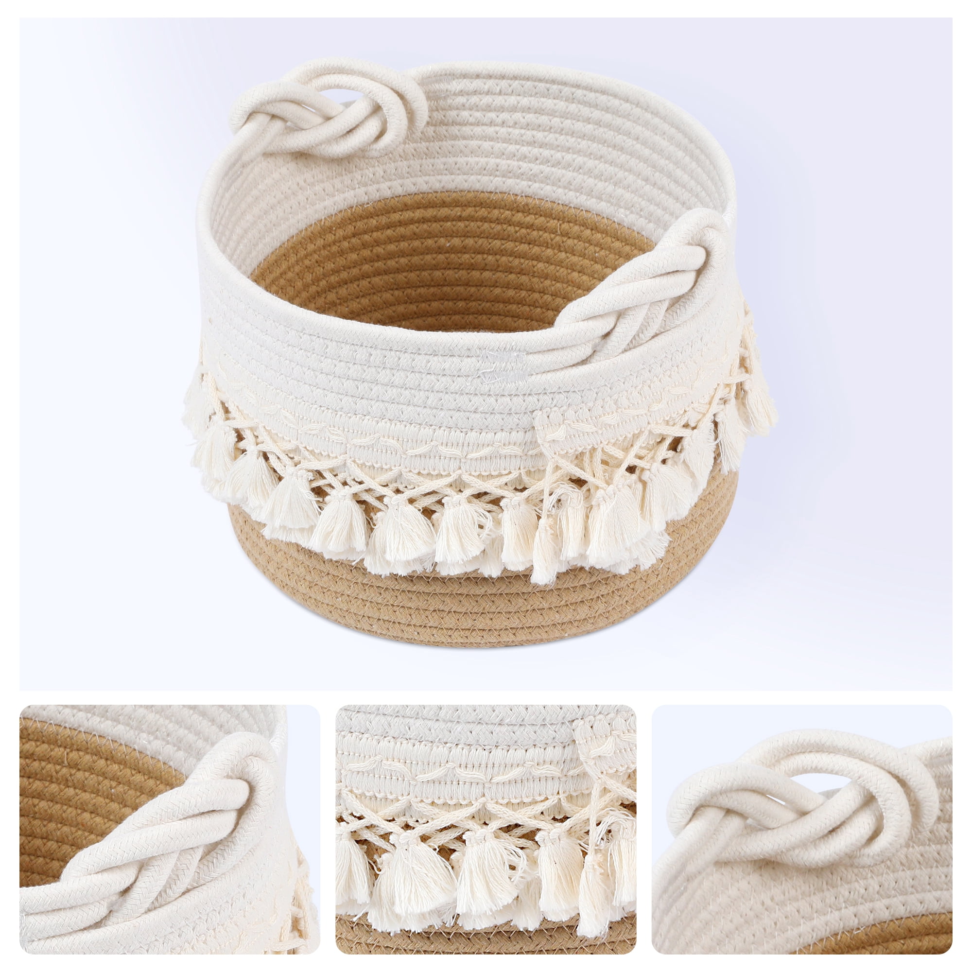 Unique Bargains Woven Storage Basket Shelf Closet Storage Bin Brown 9.4*6.7in