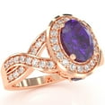 thumbnail image 2 of Three Stone Amethyst Diamond Peekaboo Halo Engagement Ring In 14k Rose Gold, 2 of 6