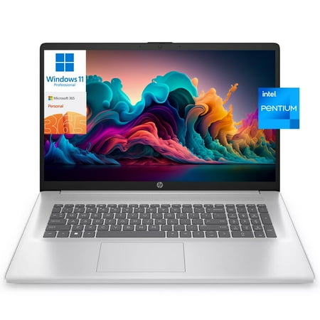 HP 17 17.3" HD+ Touchscreen Business Laptop Computer, Intel Pentium N5030, 16GB RAM, 1TB SSD, 1-Year Office 365, Long Battery Life, Wi-Fi 5, Bt 5, HDMI,Silver