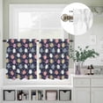 thumbnail image 2 of Easter Eggs Leaf Flower Curtain Tier and Valance Set 3 Piece, Stripe Polka Dot Eggs on Dark 3-inch Rod Pocket Window Tier Curtains Valance for Kitchen Living Room, 2 of 9