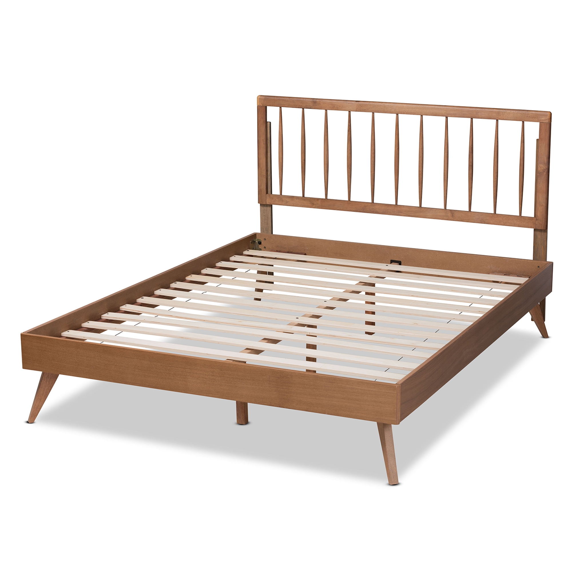 Baxton Studio Toru Mid-Century Wood Platform Bed, King, Ash Walnut