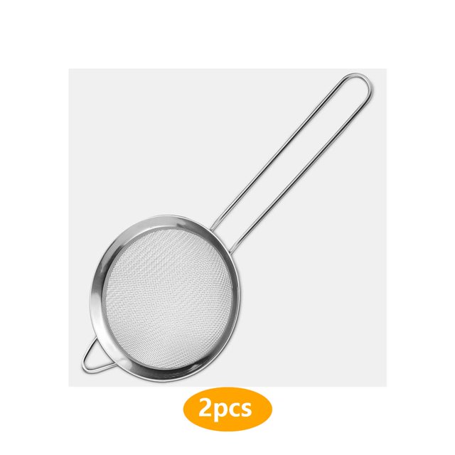 Fiesta de malla fina para la cocina Té de acero inoxidable colador de té largo Tamina de horno de tamiz de tamiz de alimentos, 7 cm 2pcs Inevent CBP165814