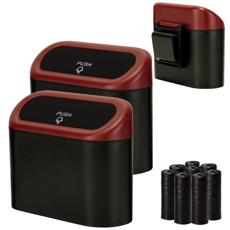 Mini Car Trash Can with Lid Small Car Garbage Can Cute Leakproof ABS Car Trash Bin Car Accessories for Interior Garbage Bin for Car Home Office with 120pcs Trash Bags Black/Brown