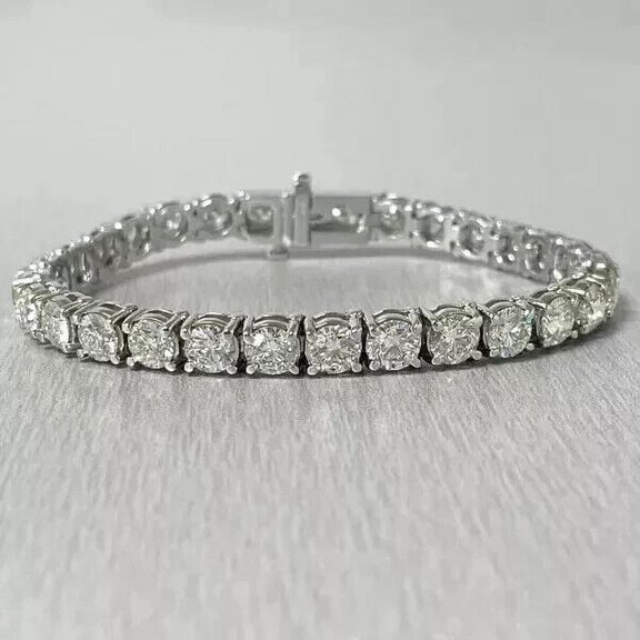 Tennis Bracelet 14K White Gold Plated 3MM 9.50Ct Round Cut Lab Created Diamond 7" Valentine Gift For Her
