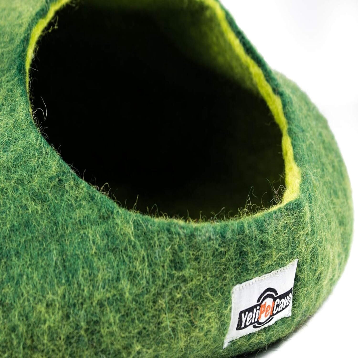 Yeti Pet Cave Bed for Cats, Small Dogs, and Other Small Pets or Critters, 100% New Zealand Wool, Green, 1 Count