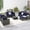 Dark Blue, variant on All Weather 6 Patio Furniture - Conversation With Cushions, Pillows & Glass Table For Lawn, Bistro - Fabric Garden Porch, Poolside Comfortable