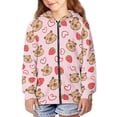 thumbnail image 2 of chaqlin Girl Hoodies Size 8-10 Cute Capybara Full Zip Hoodie Strawberry Long Sleeve Zipper Sweatshirt Kids School Jacket Fall Teens Clothes with Pocket, 2 of 6