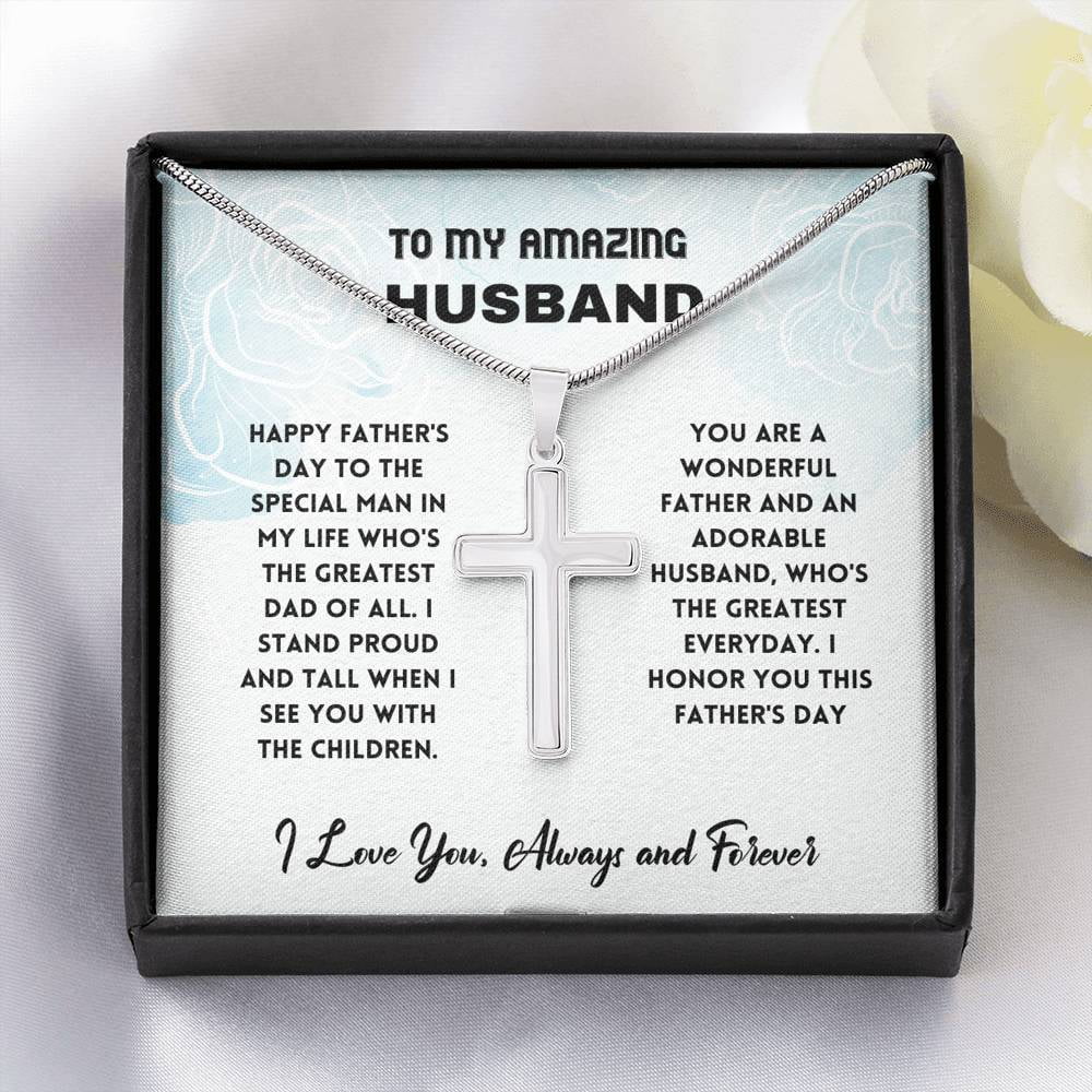 Greatest Dad Artisan Cross Necklace 