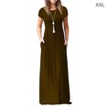 thumbnail image 2 of Sonducket Mujer Bolsillos Cuello Sin Mangas Color Sólido Maxi Vestido Vestidos Café XXL Sonducket AP002069-20, 2 of 5