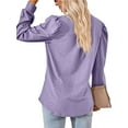 thumbnail image 4 of LAVA Womens Puff Sleeve Fall Tops Casual V Neck Long Sleeve T-Shirts Casual Tunic Blouses (Purple, XL), 4 of 9