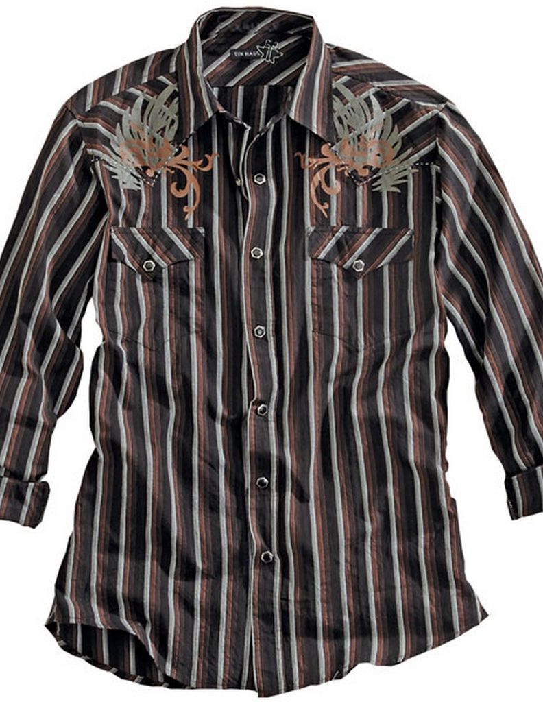 Tin Haul Western Shirt Mens Long Sleeve Snap Black 1000100680102 BL