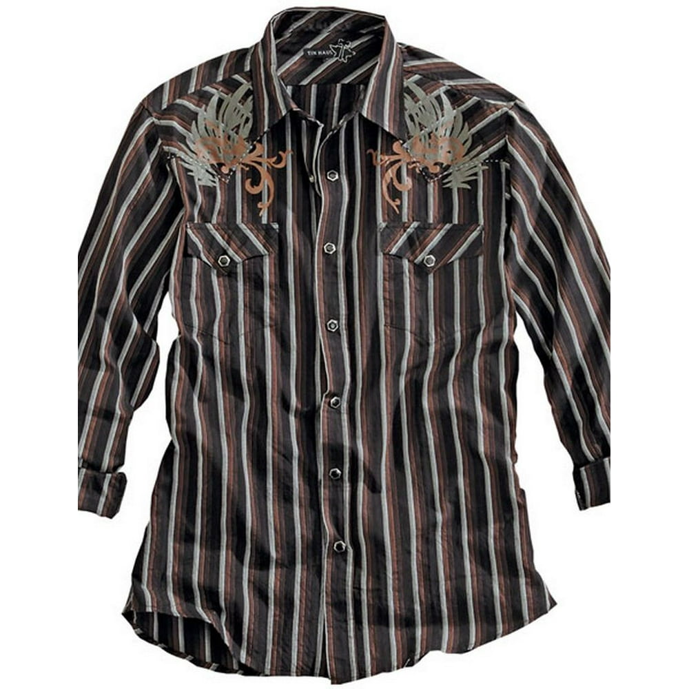 Tin Haul Tin Haul Western Shirt Mens Long Sleeve Snap Black 10001