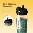 thumbnail image 3 of 18oz Travel Coffee Mug, 316 Stainless Steel Vacuum Insulated Tumbler with 2-in-1 Straw Lid & Strap, Daisy Floral Print, 3 of 6