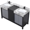 thumbnail image 3 of Lexora Home Zilara 60" Double Marble Top Bathroom Vanity with Black Faucet, 3 of 15
