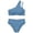 Navy-3, variant on Tween Girls One Shoulder Color Block Two Piece Bikini Swimsuit with Chest Pad for Beach Swimming Summer 9-10 Years