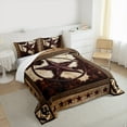 thumbnail image 4 of Homewish Retro Texas Stars Bedding Comforter Set,Rustic Farmhouse Cowhide Twin Comforter Sets,Brown Beige Bedding Set For Boys Kids,Breathable Home Decor,2-Piece, 4 of 9