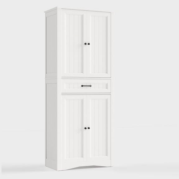 Asofer 71'' Modern Pantry Storage Cabinet with Doors and Adjustable Shelves for Kitchen, Living Room, White