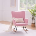 thumbnail image 3 of VECELO Nursery Rocking Chair, Teddy Fabric Upholstered Glider Rocker with High Backrest, Modern Rocking Accent Chairs Comfy Side Chair for Nursery, Bedroom, Living Room, Pink, 3 of 8