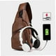 thumbnail image 5 of Men Bag Sling Bag Chest Bag With Usb Charging Port Men Waterproof Pu Leather Bag Men Sling Bag (brown ) (1pc), 5 of 5