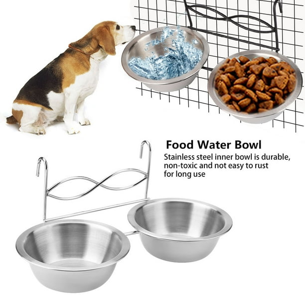 Brrnoo Hanging Pet Food Water Bowl,Stainless Steel Dual Hanging Food