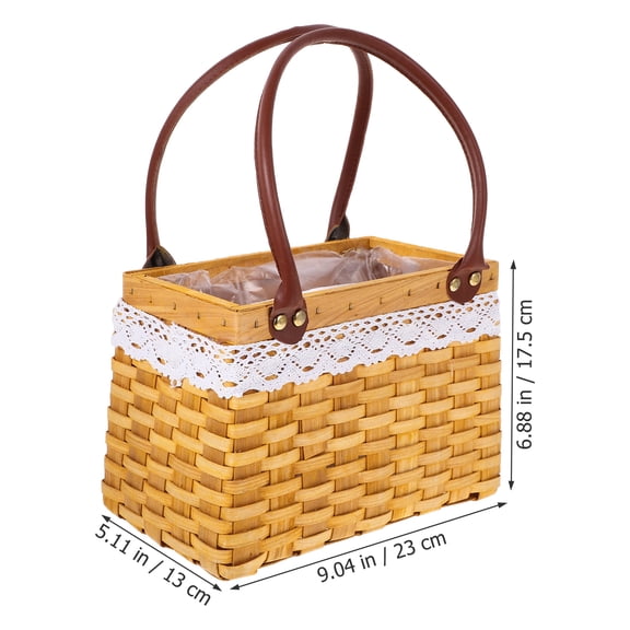LEXSOMEO Portable Rattan Woven Storage Basket with Handle - Multi-Purpose Vegetable and Flower Basket for Home Organization