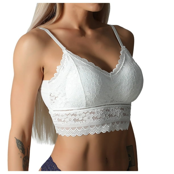 Gibobby Brasier deportivo mujer Mujeres Tallas grandes Chaleco Crop Wireless BNew Mujeres Sujetadores de encaje Top Cómodo Bralette Color sólido Ropa interior(Blanco,Talla única)