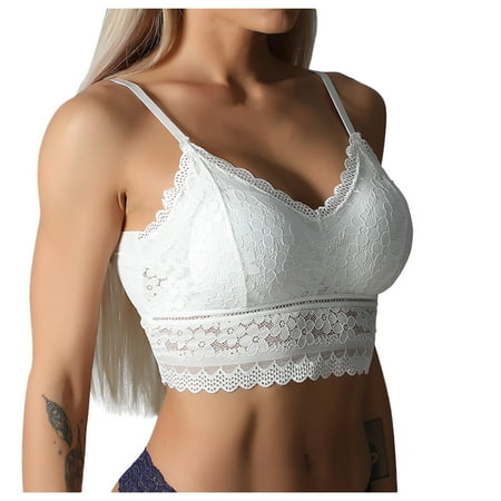 

skpblutn sports bras for women plus size vest crop wireless bnew lace top comtable lette solid color beauty back sexra v-neck camisole underwear everyday bras white one size