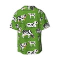 thumbnail image 5 of Uemuo Cows With Calfs Green Pattern Cotton Linen Short Sleeve Shirts,Casual Lightweight Button Down Shirts,Vacation Beach Summer Tops-3X-Large, 5 of 7