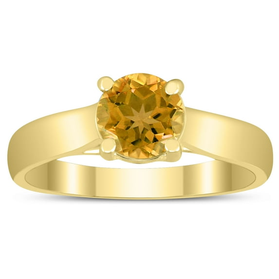 SZUL Women's Round 6MM Citrine Cathedral Solitaire Ring in 10K Yellow Gold