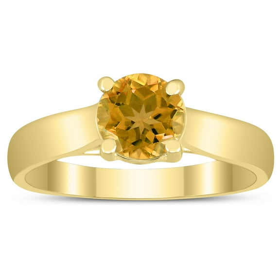 SZUL Women's Round 6MM Citrine Cathedral Solitaire Ring in 10K Yellow Gold