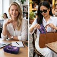 thumbnail image 4 of SEANATIVE Dual Compartment Eyeglasses Case Zipper Sunglasses Pouch Shockproof Lightweight Travel Eyewear Organizer Portable Glasses Pouch for Work Vacation Trips, Cat Moon Galaxy Print Violet, 4 of 7